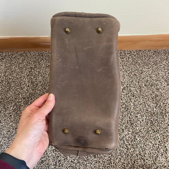 Duffel bag tan purse with beading on handles boho fringe tassel - Picture 7 of 9